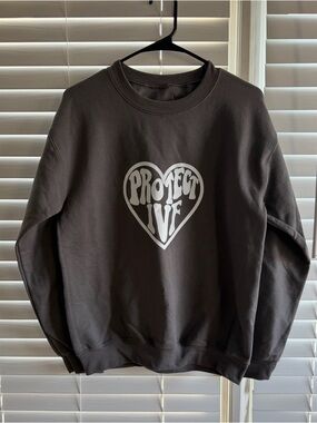 Protect IVF Women’s Graphic Crewneck Sweatshirt Color Charcoal! Size Small 🩶🤍